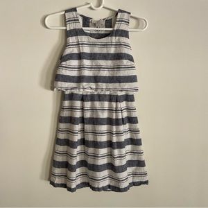 LOFT Linen Striped Back Cut-Out Dress